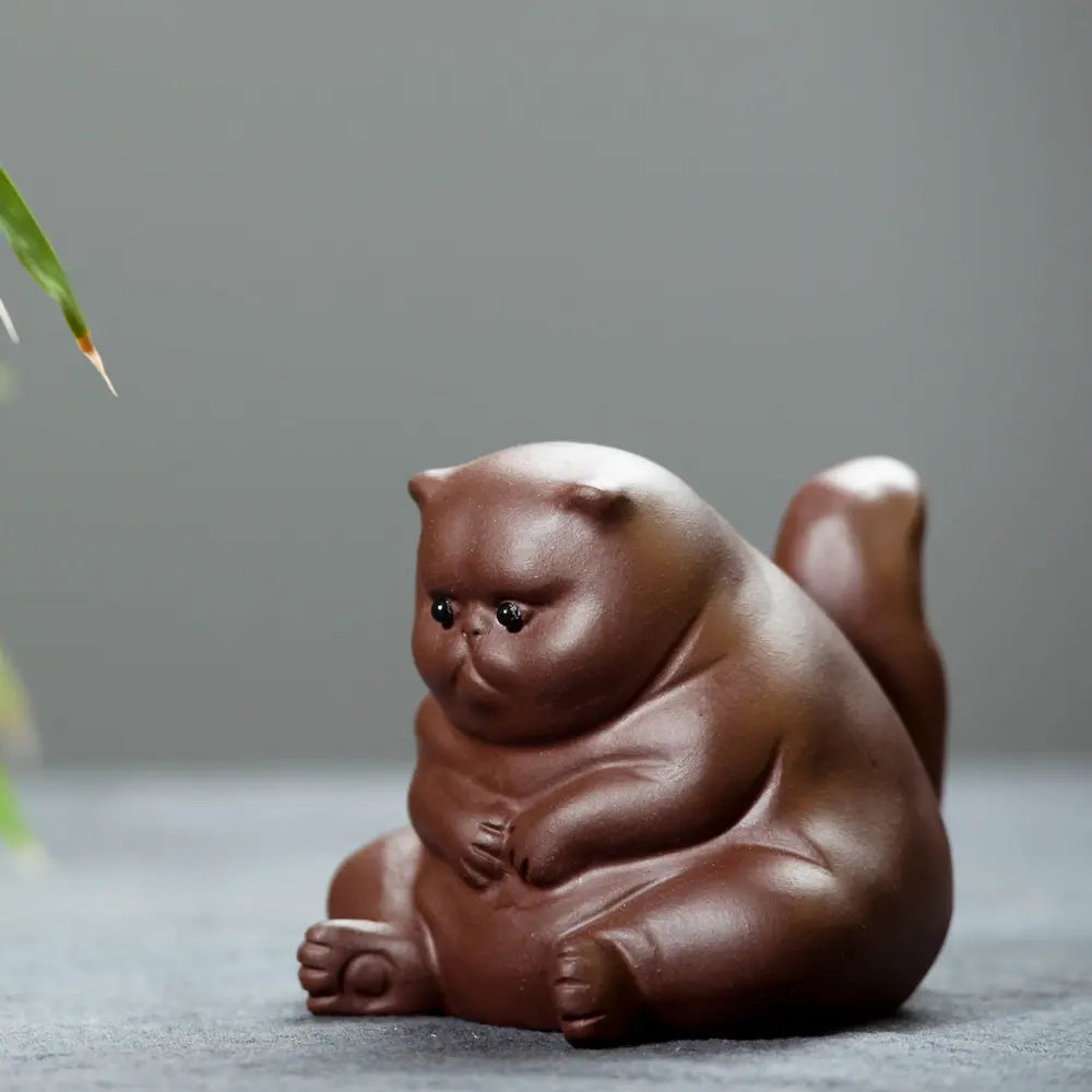 7 Days Of Tea Zisha-Style Clay Tea Pet – Chubby Cat (Sitting)