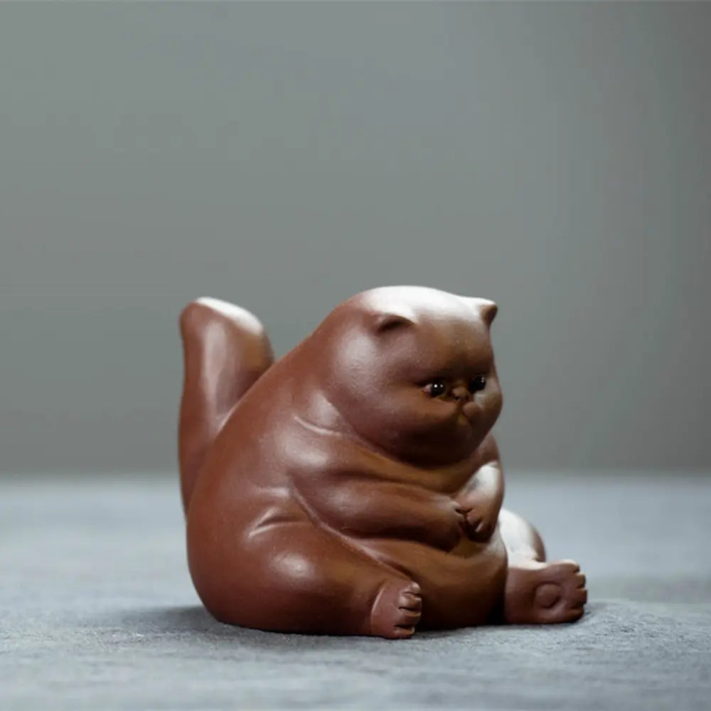 7 Days Of Tea Zisha-Style Clay Tea Pet – Chubby Cat (Sitting)