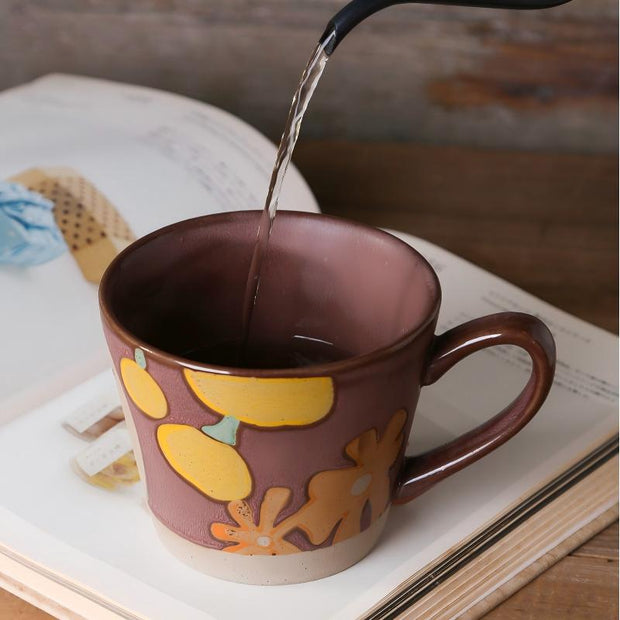7 Days Of Tea Hand-Painted Stoneware Mug – Retro Floral | ~350 ml