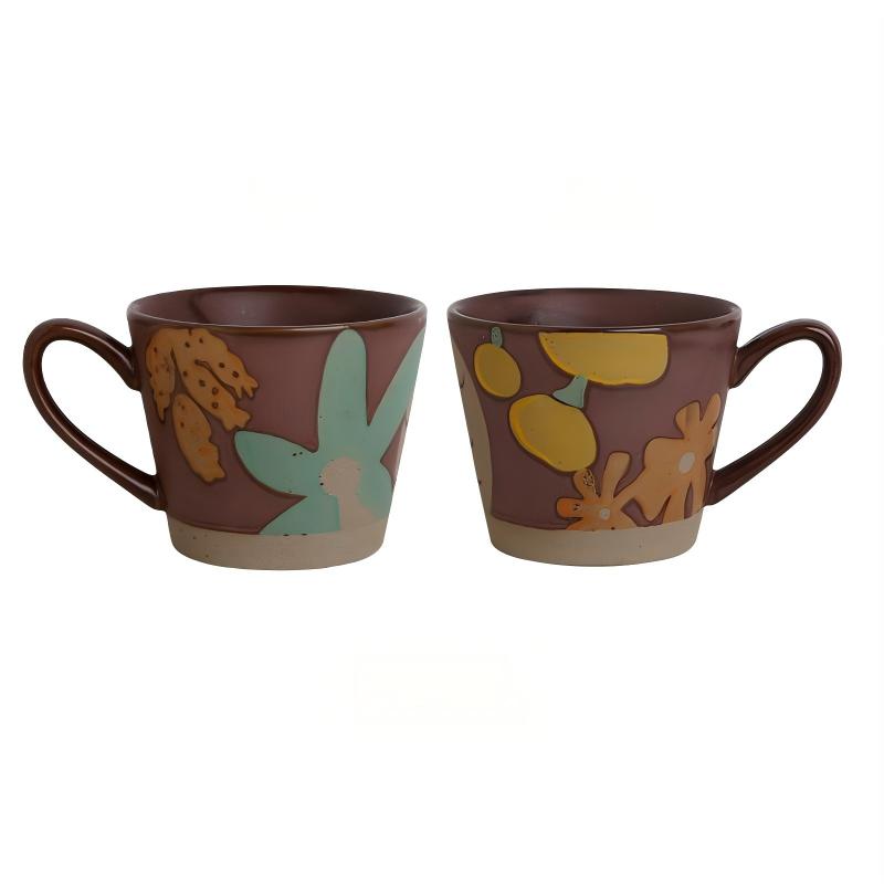7 Days Of Tea Hand-Painted Stoneware Mug – Retro Floral | ~350 ml
