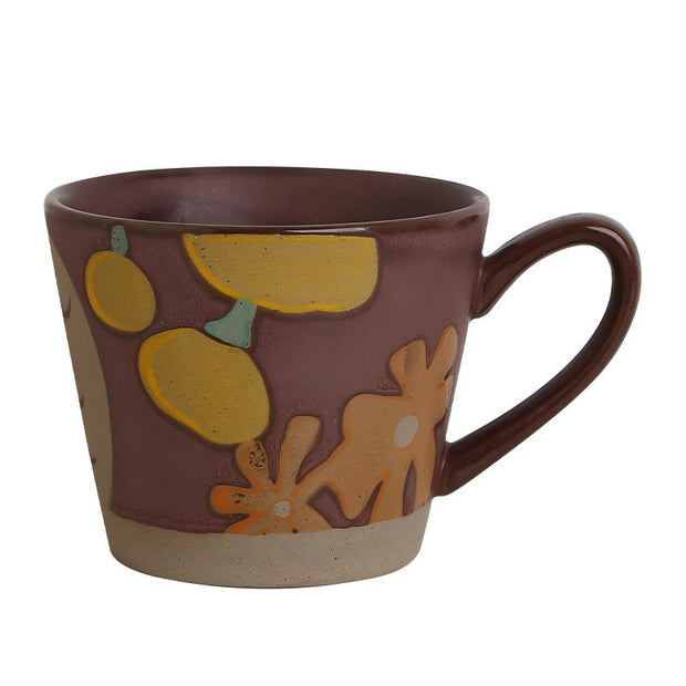 7 Days Of Tea Hand-Painted Stoneware Mug – Retro Floral | ~350 ml