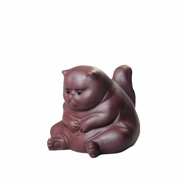 7 Days Of Tea Zisha-Style Clay Tea Pet – Chubby Cat (Sitting)